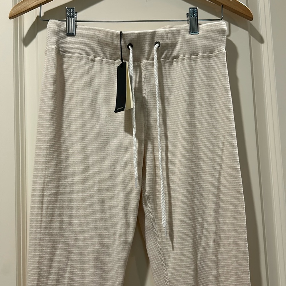 NWT Monrow PullOn ribbed waffle design drawstring jogger Sweatpants cuff size XS